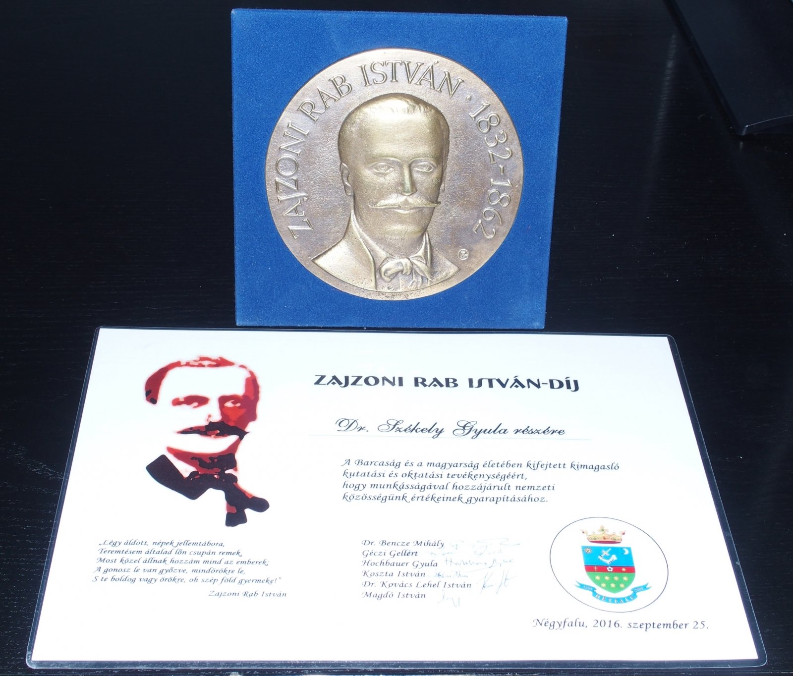 Zajzoni Rab István díjat kapott dr. Székely Gyula