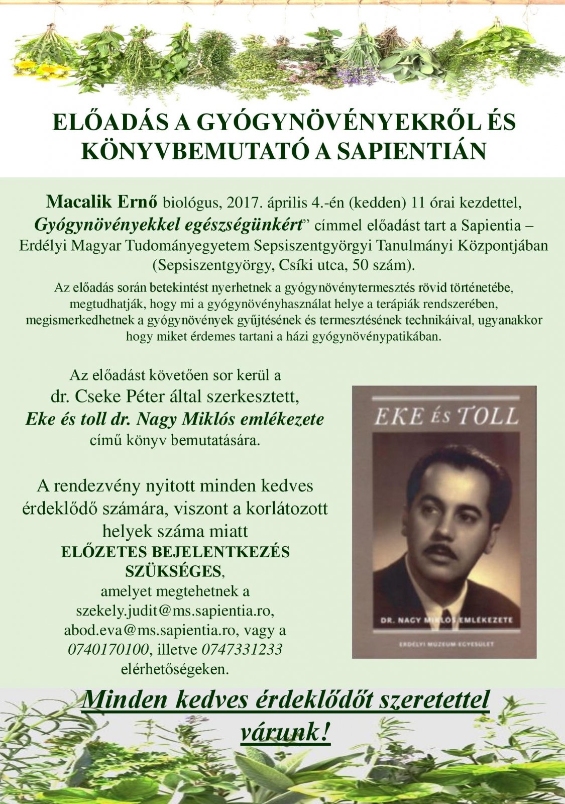 Előadás és könyvbemutató a Sepsiszentgyörgyi Tanulmányi Központban