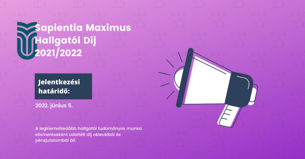 Pályázati felhívás: Sapientia Maximus Hallgatói Díj 2022